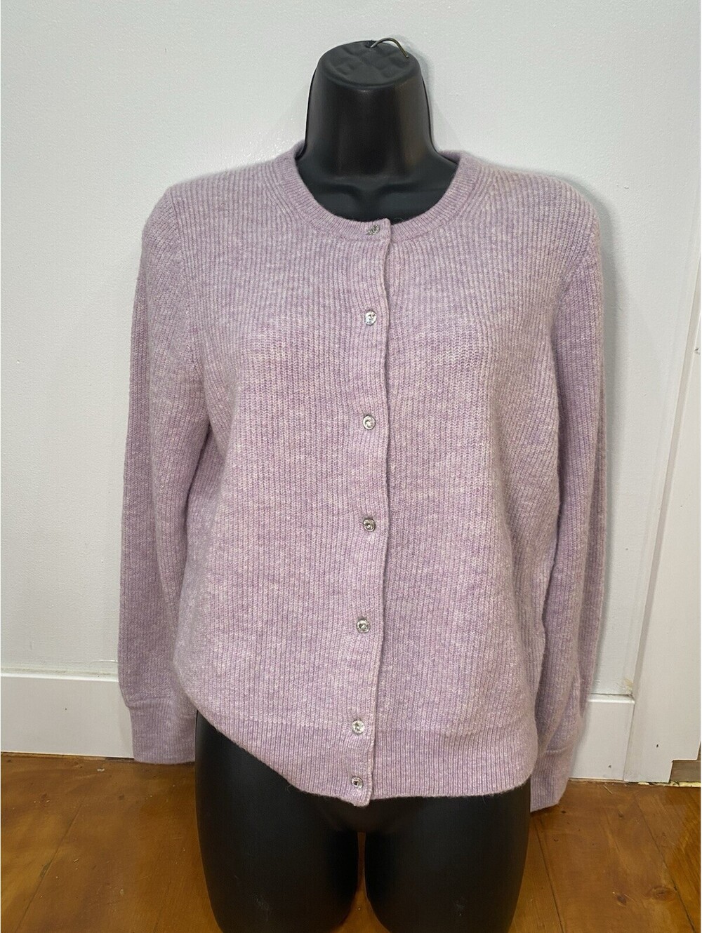 NWOT! J. Crew Size M Ribbed Cardigan with Jeweled Buttons in Supersoft Yarn